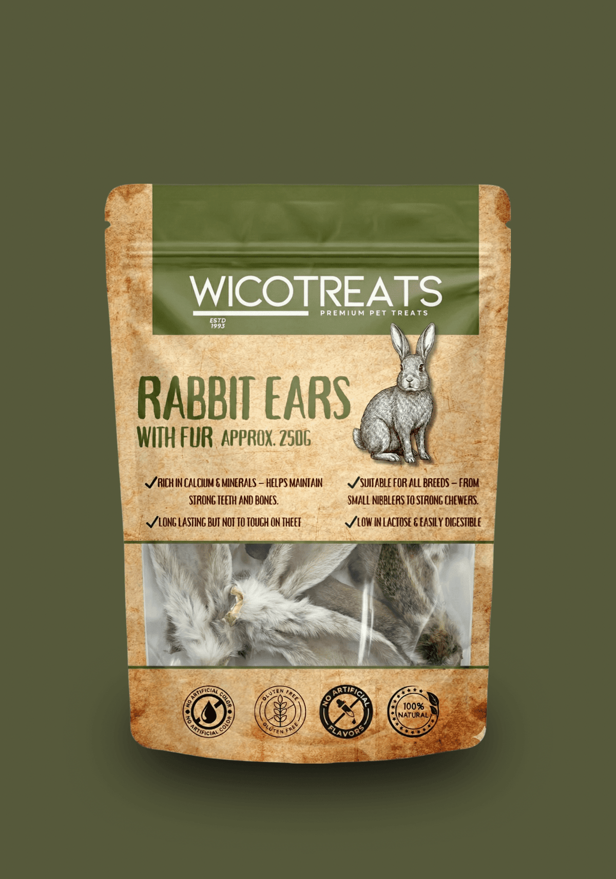 Konijnenoren – 100% Natuurlijk Hondensnack | 250g - WicoTreats