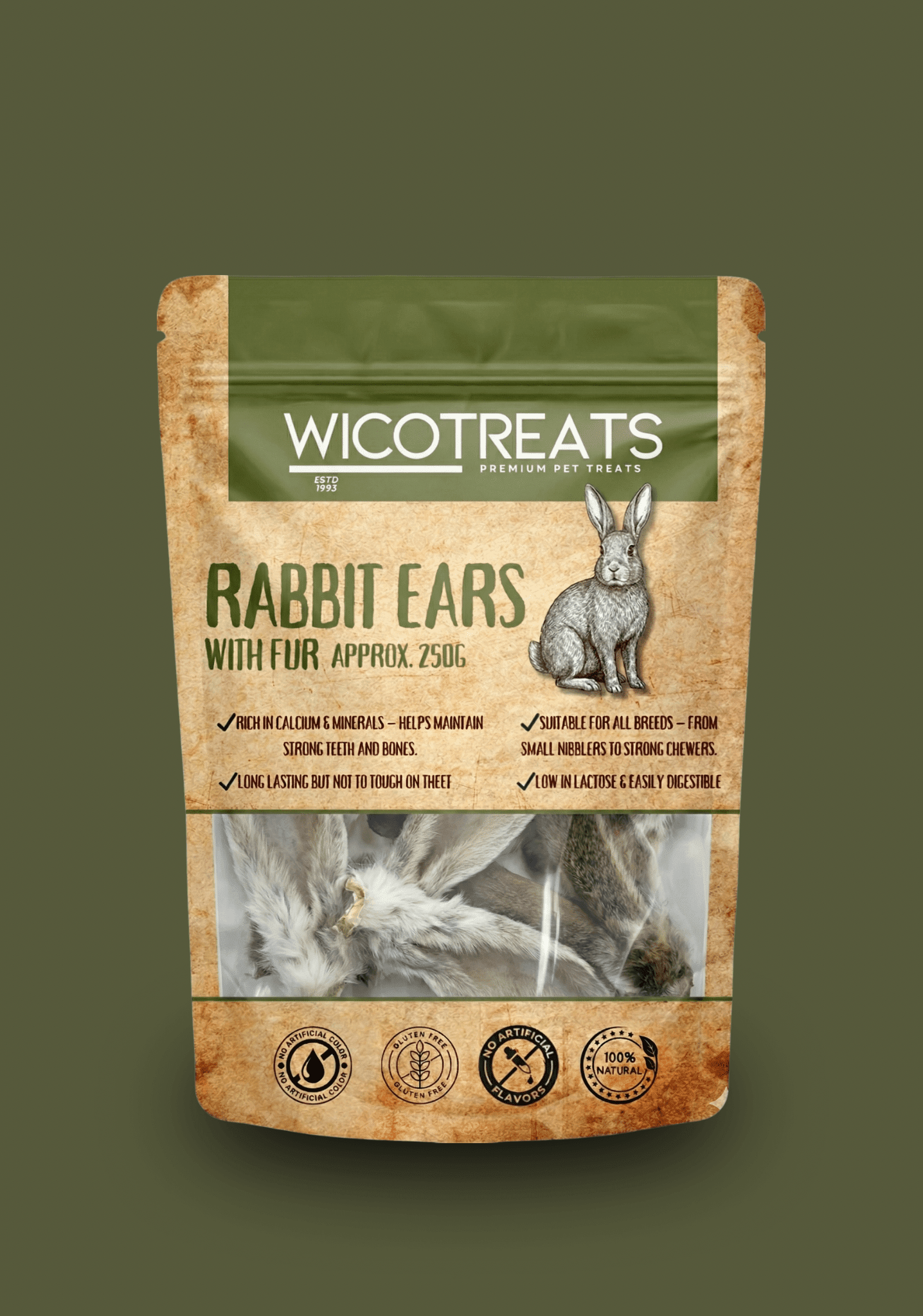 Konijnenoren – 100% Natuurlijk Hondensnack | 250g - WicoTreats