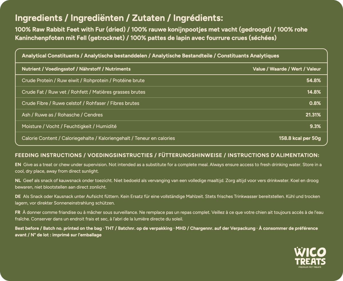 Konijnenpootjes met Vacht - 250 gram - WicoTreats