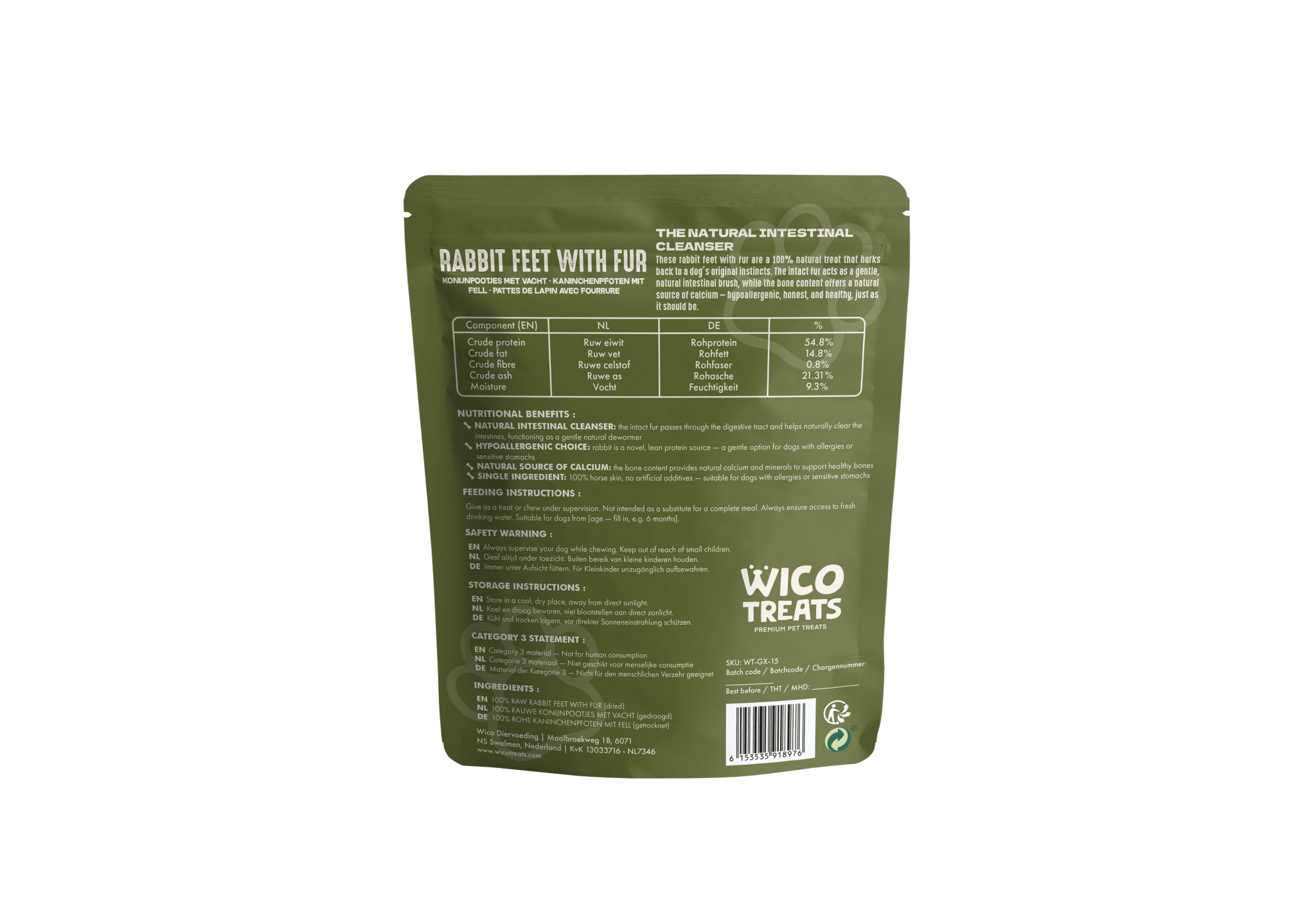 Konijnenpootjes met Vacht - 250 gram - WicoTreats