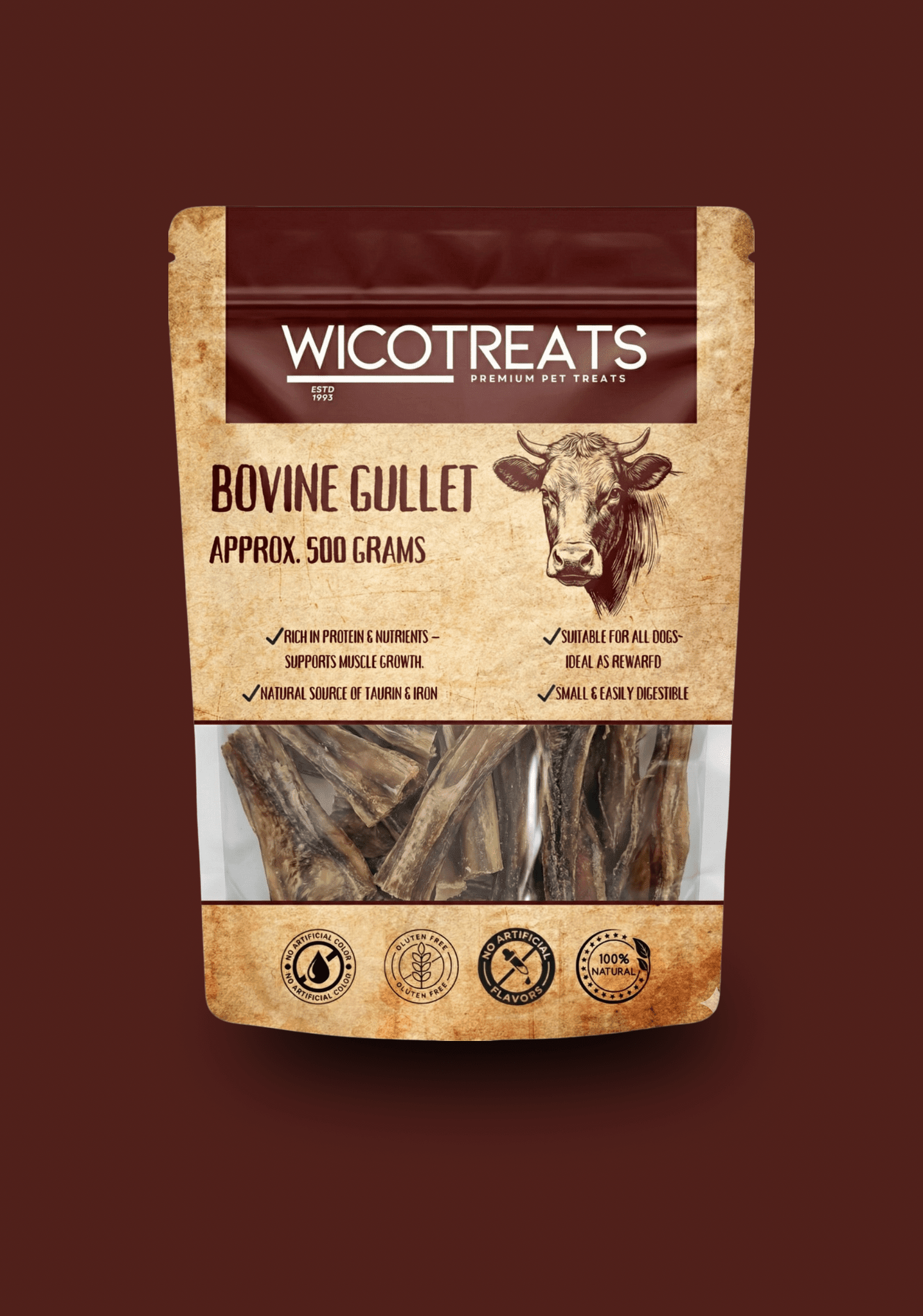 Runderplatvlees – 500g | Natuurlijke Kauwsnack voor Honden - WicoTreats