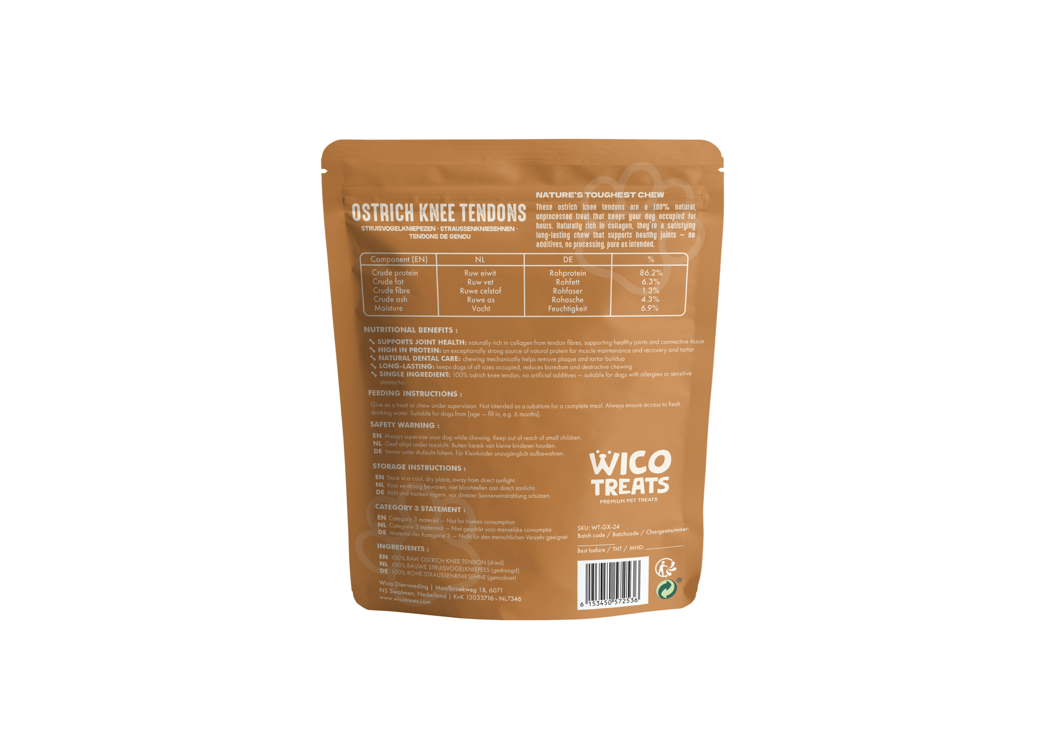 Struisvogel Kniepezen – 200g - WicoTreats